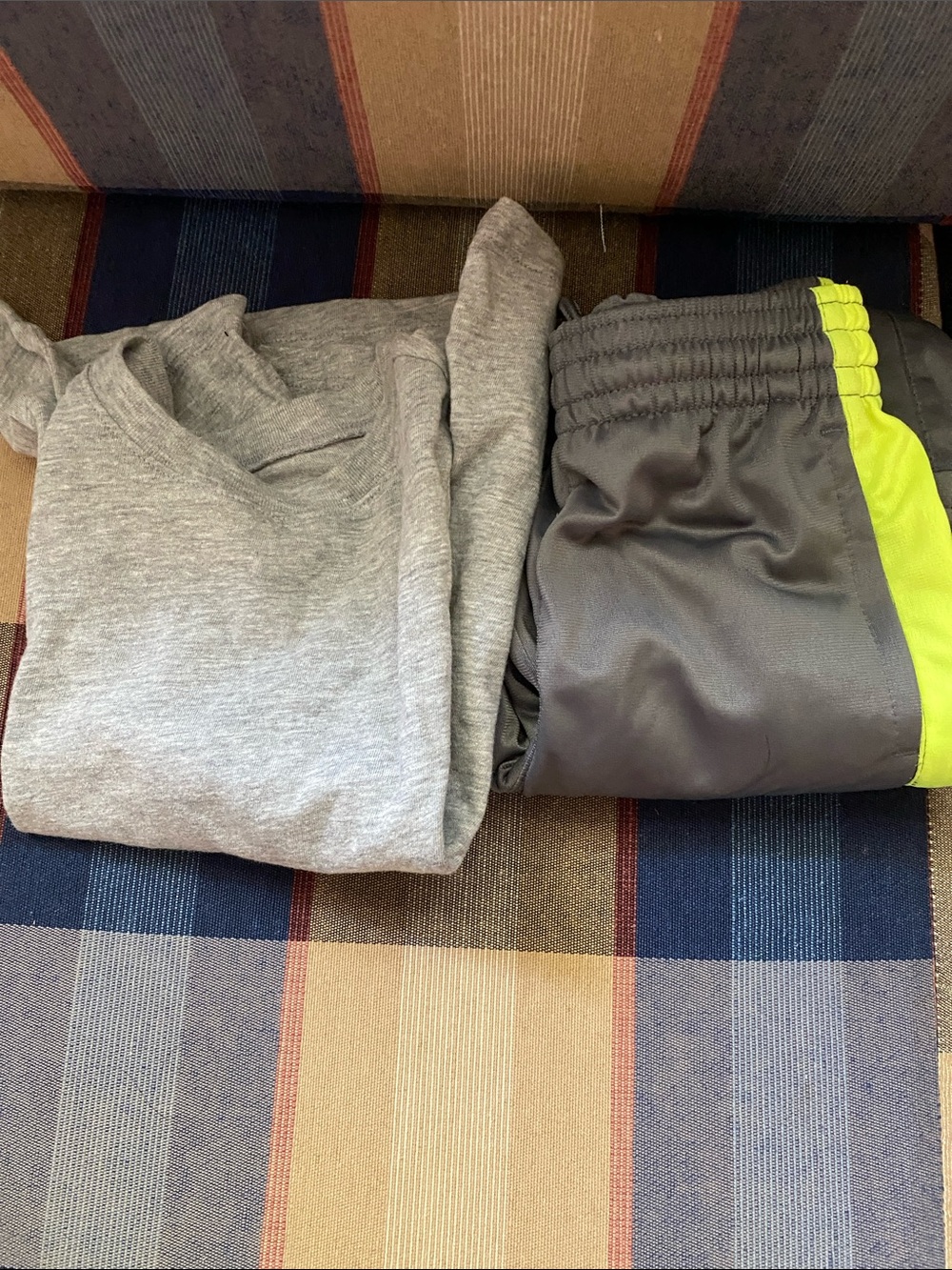 Kids Gray Athletic Shorts with Neon Green Accent
